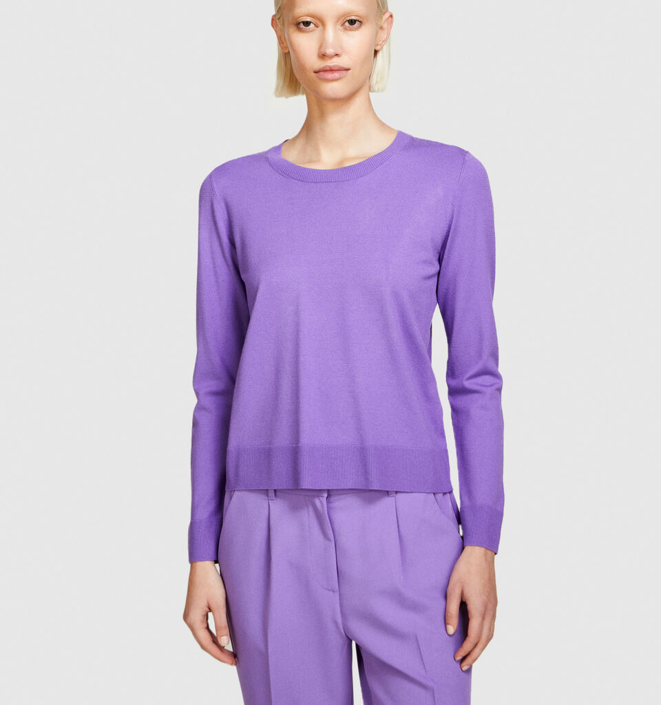 Solid colored sweater - women's crew neck sweaters - Lilac | Sisley image number 4